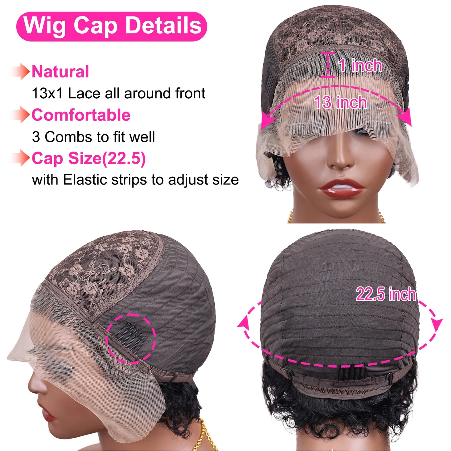 Pixie Cut Lace Wig  Bob Wig 13x1 Lace Front Curly Human Hair Short Curly Wigs Pre plucked Transparent HD Human Hair  Lace Wigs