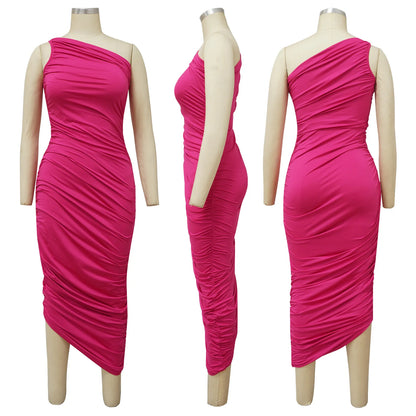 summer elegant party Midi dresses  shoulder evening dresses Casual women's prom dresses