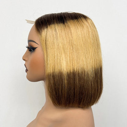 Double Drawn Bone Straight 100% Human Hair Wig 2x6 Lace Clsoure Colored 250% Density Short Bob Remy Hair Wigs for Black Women