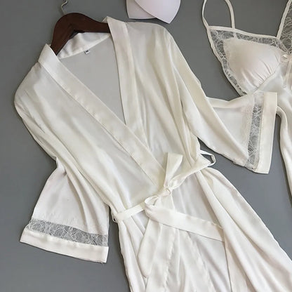 Women'S Sexy Lace Nightgown Nightdress Two-Piece Set Satin Material Soft And Silky Women'S Home Pajamas Valentine'S Day Gift
