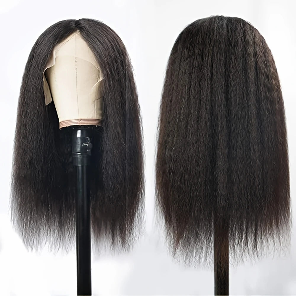 250% Brazilian Kinky Straight Lace Frontal Wigs 13x4 Hd Transparent Lace Human Hair Wig Pre Plucked Hairline Baby Hairs Glueless