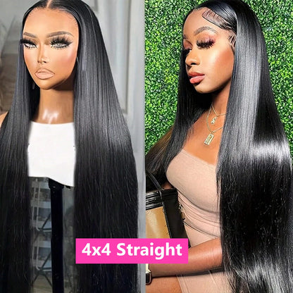 Ready to Wear Glueless Wig Straight 13x6 Transparent Lace Frontal Wig 30 34inches Human Hair Bone Straight 6x4 Lace Frontal Wigs