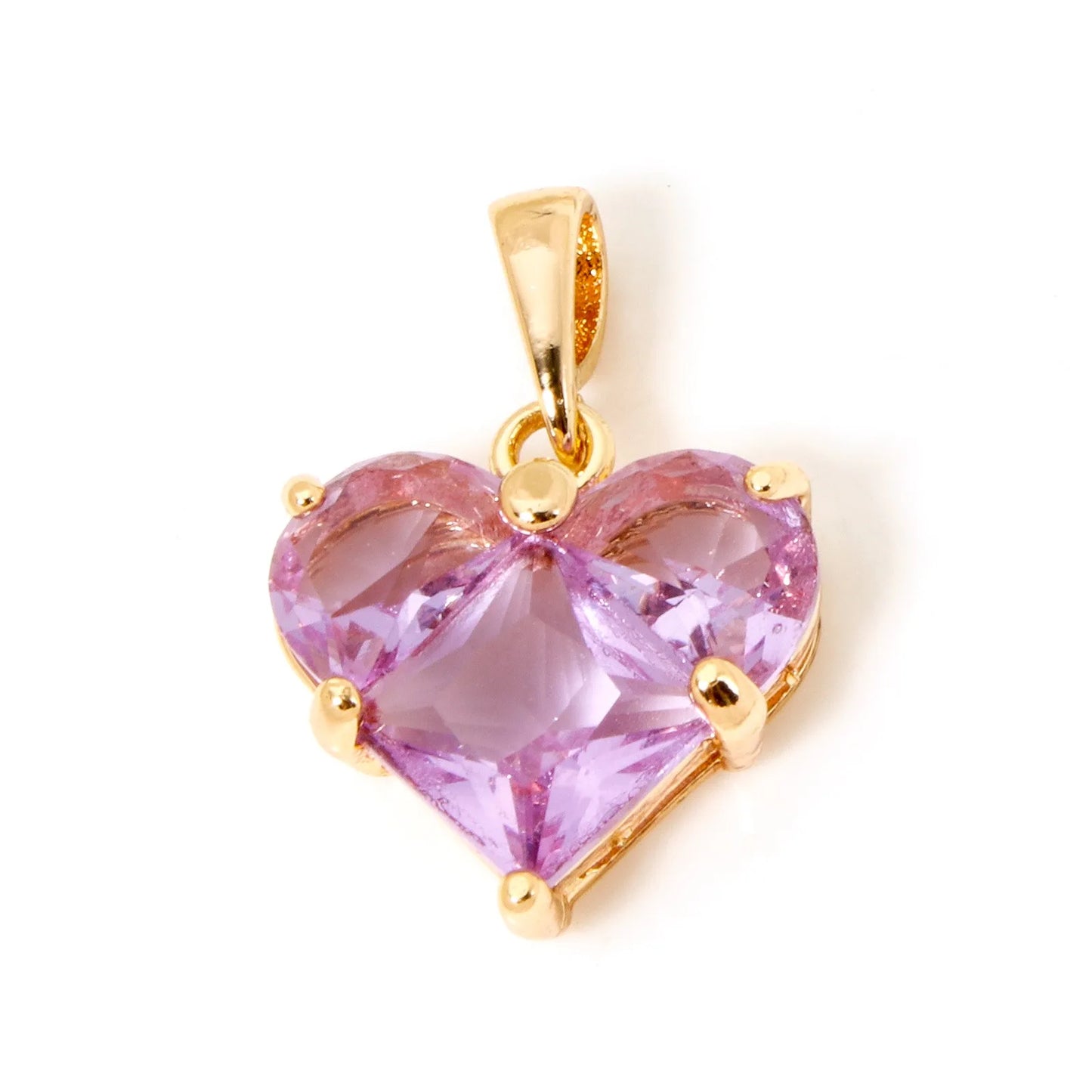 1pc New Mini Brass Charms Gold Color Valentine's Day Heart Multicolour Cubic Zirconia Pendant DIY Necklace Jewelry 20mm x 14mm