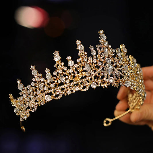 Itacazzo Bridal Headwear - A Golden Lady Fashion Wedding Crown, Rhinestone Classic Princess Tiaras