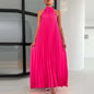New 2025 Elegant Solid Swing Loose Party Dress Spring Female Halter Slim Banquet Long Dress Women Sexy Off Shoulder Gala Dress