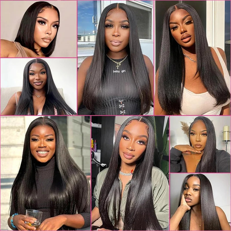 Hair Straight 13X5  Lace Frontal Wigs For Women Brazilian 100% Human Hair Wig Tranparent Lace Pre plucked Natural Black