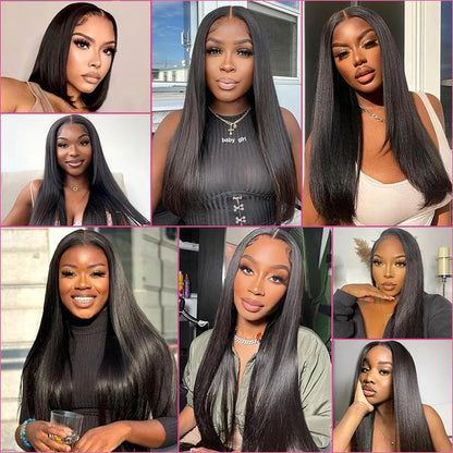 Hair Straight 13X5  Lace Frontal Wigs For Women Brazilian 100% Human Hair Wig Tranparent Lace Pre plucked Natural Black