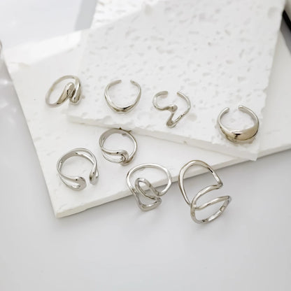 8Pcs/Set Fashion Irregular Lines Water Drop Rings for Women Men Exaggerated Punk Retro Boho Fashion Jewelry Gifts