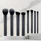 High-quality 8pcs/set Black Glossy Professional Makeup Brush Tool Kit Including Powder, Blush, Contouring, Eyeshadow, Highlighte