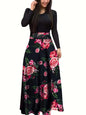 flower color matching dresses, long dresses, for women's
