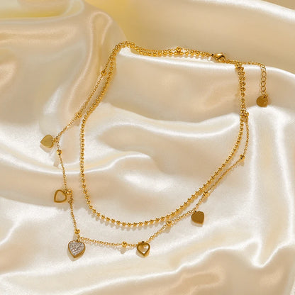 EILIECK 316L Stainless Steel Cute Love Heart Pendant Necklaces Gold Color Waterproof Chain Neck Jewelry Valentine's Day Gifts