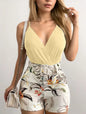 Dress Sets Short Sets In The Summer Of 2024 Women Printed Tight Mini Skirt Set, Deep V-neck Sexy Suit, Party Suspender And Skirt
