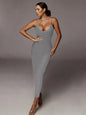 Leopard Print Sleeveless V-Neck Sexy Bodycon Midi Dress Spring Women Fashion Streetwear Party Festival Outfits