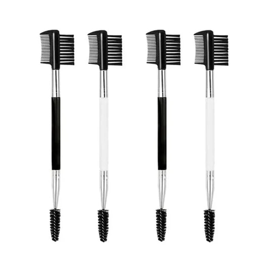 Double Ended Wood Handle Eyebrow Brush Eyelash Brush 2 In 1 Professional Makeup Brush Eyelash Spiral Diagonal Corner Brush