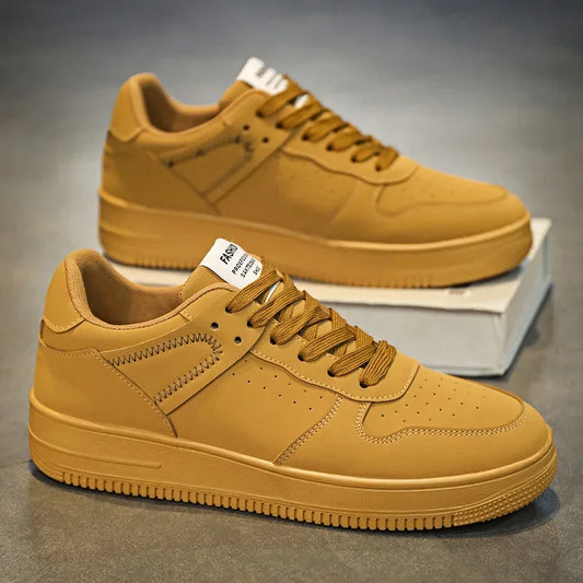 Men's Sneakers Casual Sports Shoes for Men Lightweight PU Leather Breathable Shoe Mens Flat White Tenis Shoes Zapatillas Hombre