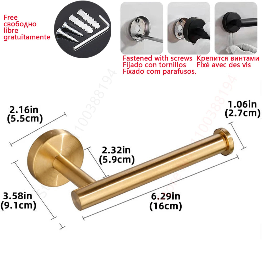 Toilet Towel Paper Wall Mount Holder Adhesive Black Silver Kitchen Roll Paper Stand Hanging Napkin Rack Bathroom Accessories WC