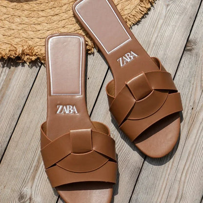 Slippers For Women's Shoes Square Head Cross Flat Summer Sandals Simple Flip-flops summervebes