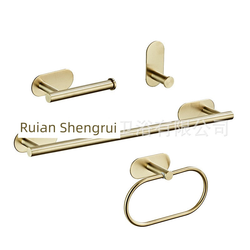 Shengruijia Brushed Gold Stainless Steel Clothes Hook Towel Bar
