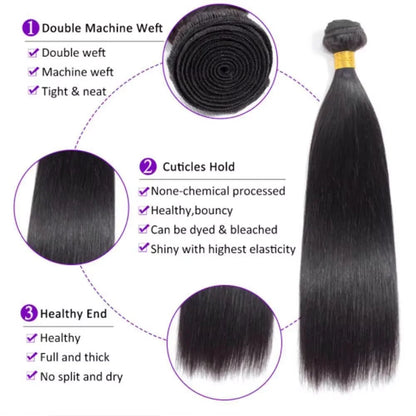 Natural Color Brazilian Human Hair Straight Bundles 10-36 Inches 1 Bundles Remy Human Hair Extensions Double Weft Braiding Hair