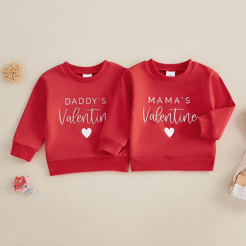 VISgogo Baby Casual Sweatshirt Long Sleeve Crew Neck Hoodie Letters Heart Print Valentine’s Day Clothes for Girls Boys