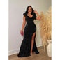 One Shoulder Open Back Sequined High Side Split Mermaid Women Maxi Dress for  Evening Party Dresses