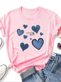 Women Cowboy Heart Print T-Shirt for Valentine's Day Gifts Fashion Crew Neck Short Sleeve T-Shirt Casual Women's Clothing