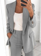 Women's blazer casual long-sleeved top solid color suit collar button plus size blazer