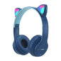 Kids Headphones,Cute Cat Ear LED Light up Bluetooth 5.0 Compatible Headset with Led Wireless Headset Stereo Folding Sports Headset with Microphone