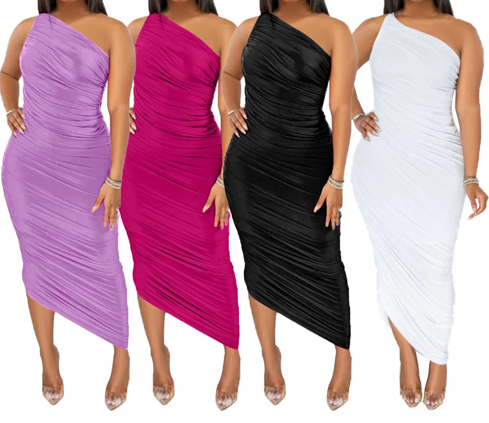 summer elegant party Midi dresses  shoulder evening dresses Casual women's prom dresses