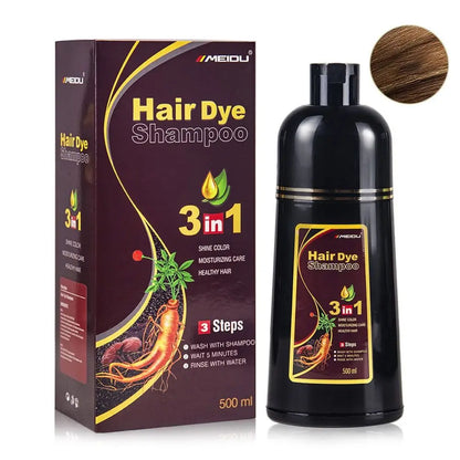 MEIDU 3 in 1 Hair Dye Shampoo - Can cover gray hairs,Herbal Ingredients,Contains Ginseng Extract,Natural Haircoloring, black hairdye