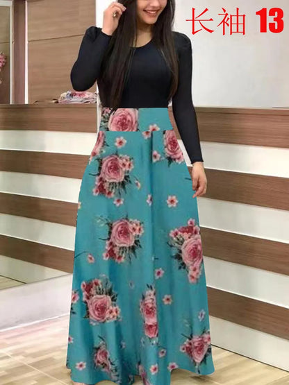 flower color matching dresses, long dresses, for women's