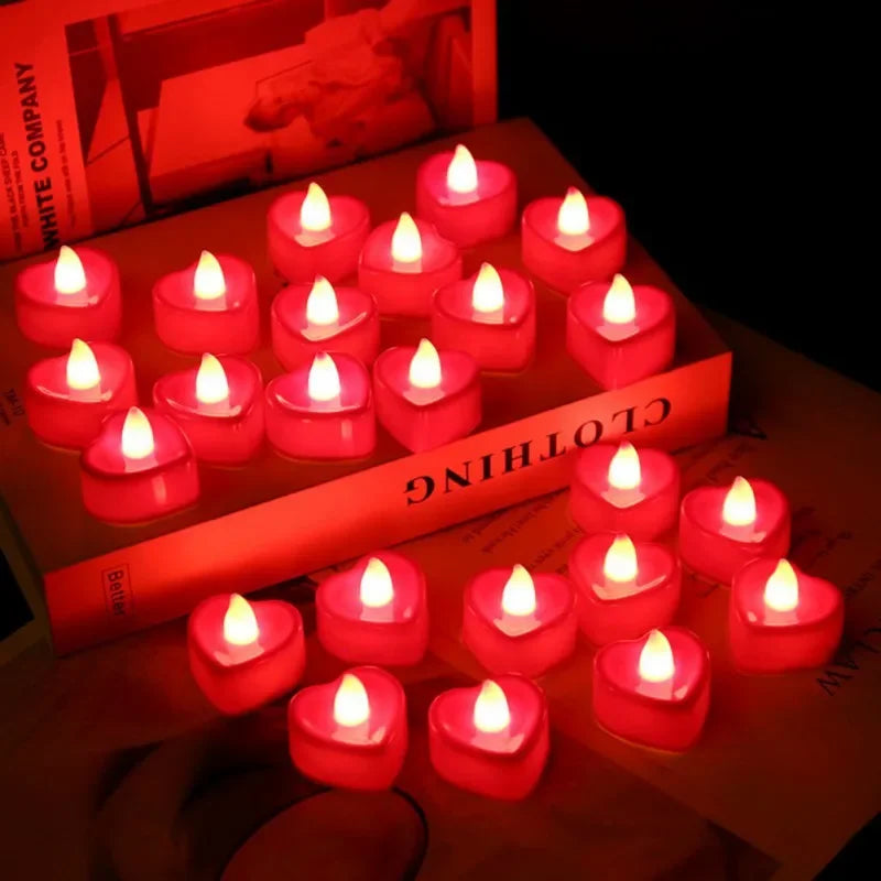 Heart-shaped Love Night LightsLights Decoration Electronic Candle for Adults Room Romantic Light for Wedding Valentine's Day