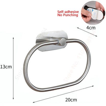 Toilet Towel Paper Wall Mount Holder Adhesive Black Silver Kitchen Roll Paper Stand Hanging Napkin Rack Bathroom Accessories WC