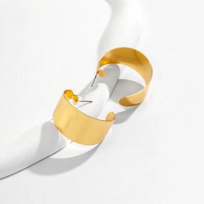 Simple Round Circle Geometric C Shapled Hoop Earrings Women Goth Gold Color Thick Metal Piercing Hoops Earrings Y2K Accessories