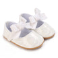 Newborn Princess Shoes Soft Leather Anti Slip Rubber Sole Baby Shoes White Girls Shoes
