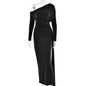 2026 Women's Faion Long Sve High Waist Gown Sexy Wrap Body Skirt Ele Draped oulder Cross-Border Sle Ci Walk