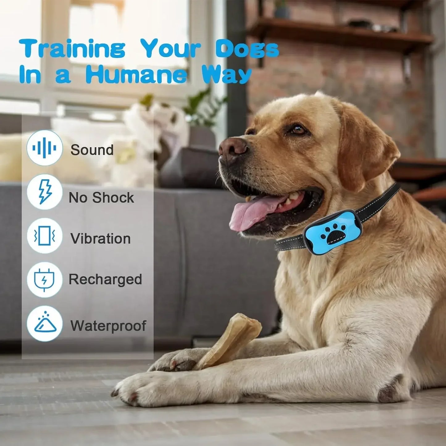Dog Anti Barking Device USB Rechargeable Dogs Training Collar Ultrasonic Stop Barking Vibration Anti Bark Collar