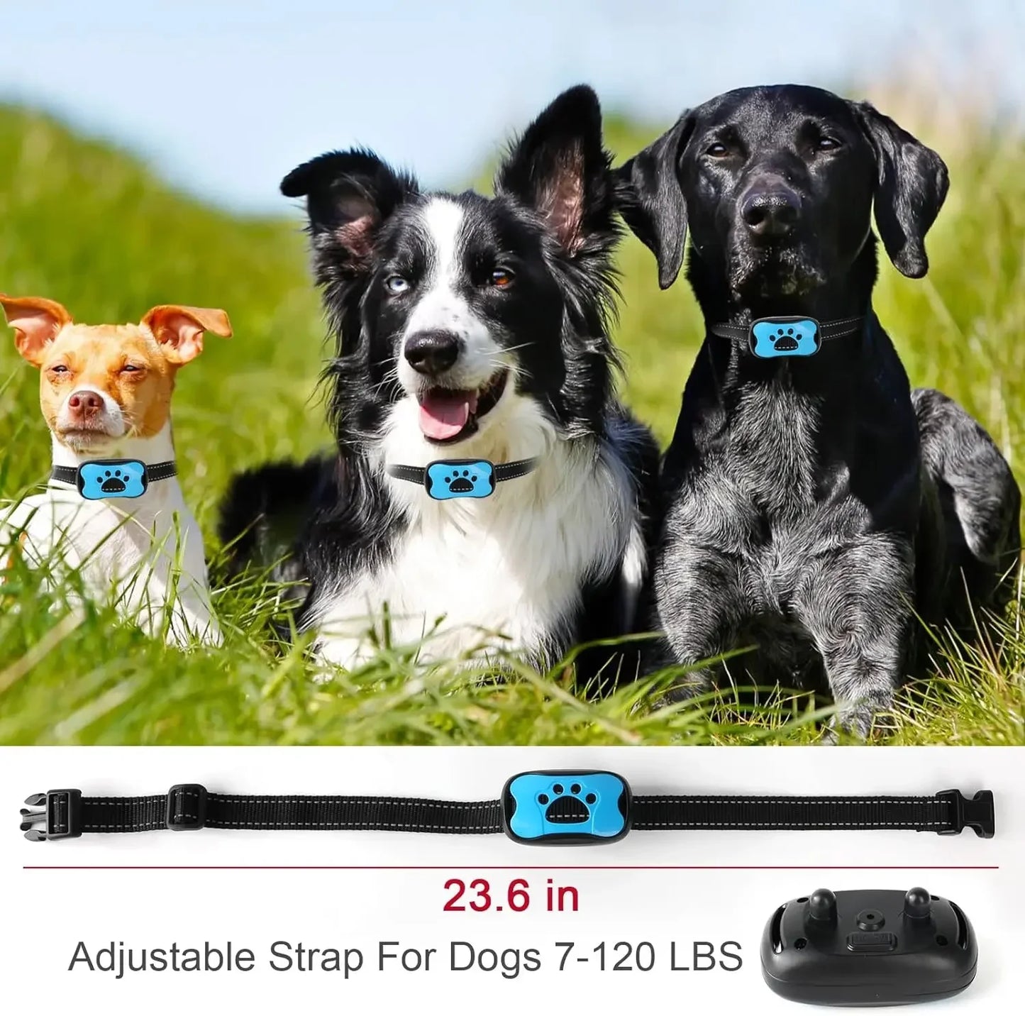 Dog Anti Barking Device USB Rechargeable Dogs Training Collar Ultrasonic Stop Barking Vibration Anti Bark Collar