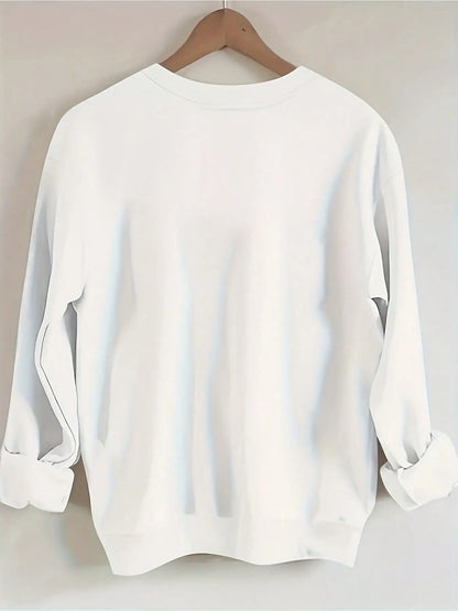 Women's Oversized Crewneck Sweatshirt with Bold Arch Lettering Print