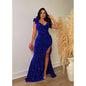 One Shoulder Open Back Sequined High Side Split Mermaid Women Maxi Dress for  Evening Party Dresses