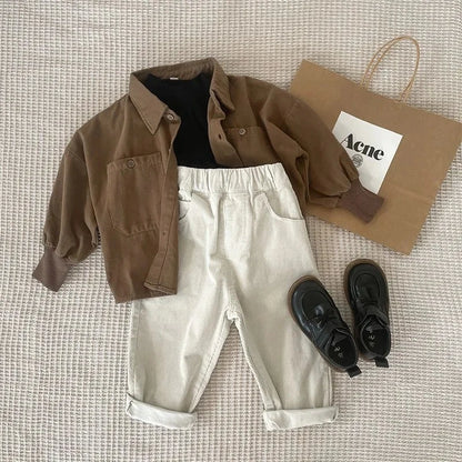 Toddler Boy 2 Piece outfits clothes longe sleeve Button Down Shirt+Pants For Boy