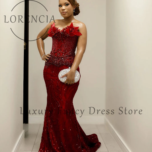 Magnificent Crystal Prom Dresses for Woman Strapless Sequin Mermaid Evening Party Gowns Customized Plus Size robe d'été femme