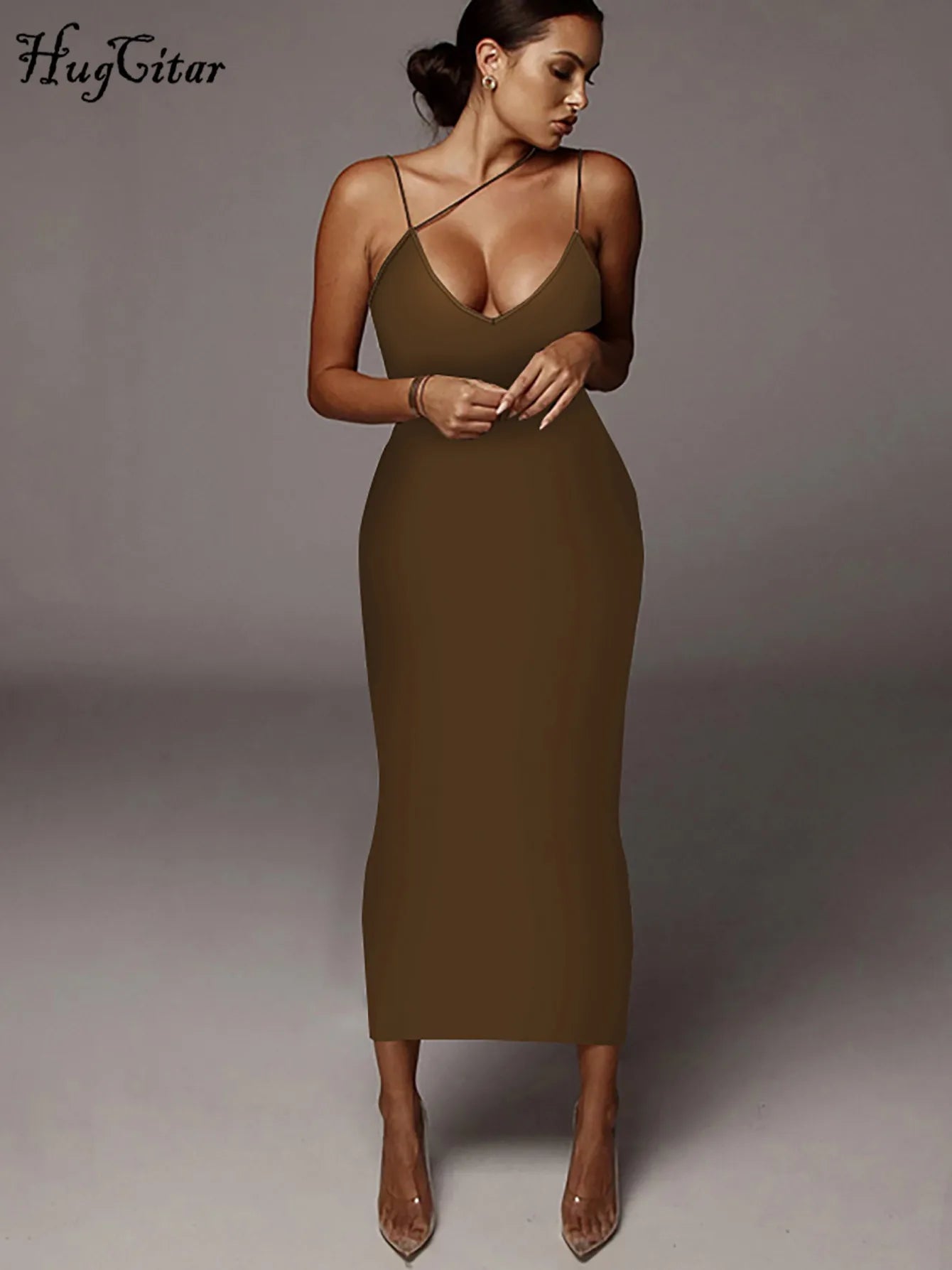 Leopard Print Sleeveless V-Neck Sexy Bodycon Midi Dress Spring Women Fashion Streetwear Party Festival Outfits