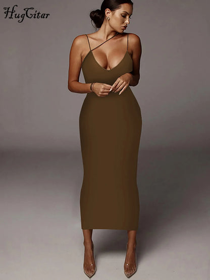 Leopard Print Sleeveless V-Neck Sexy Bodycon Midi Dress Spring Women Fashion Streetwear Party Festival Outfits