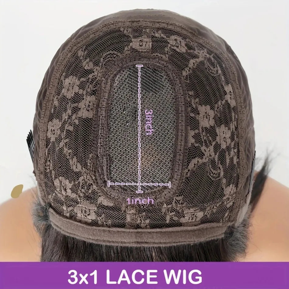 3x1 Middle Part Lace Wig Body Wave  Wigs Natural Human Hair Wig with Bangs for Women 200% Density