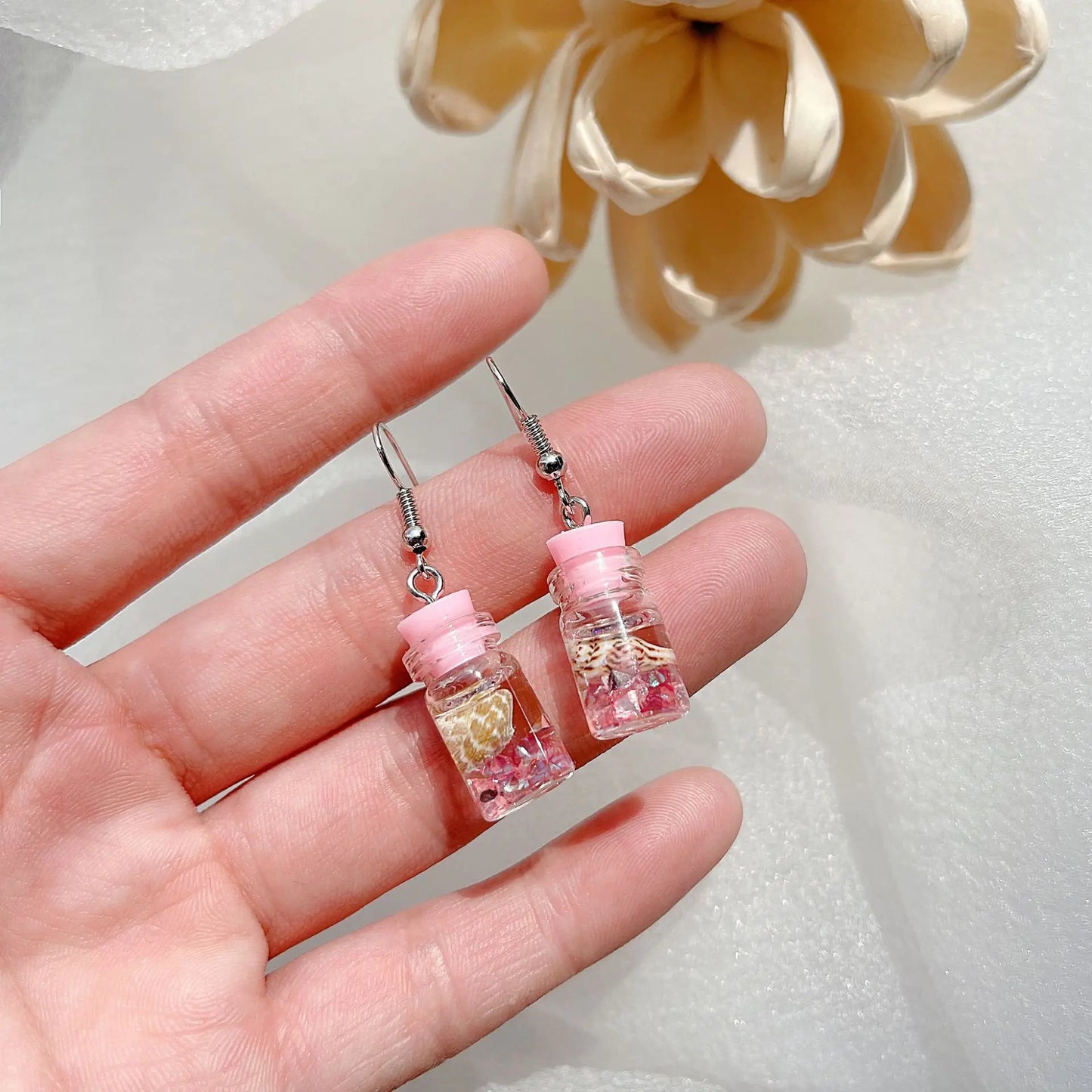 Pink Color Flower Drop Earrings for Women Summer Geometry Heart Leaf Butterfly Brincos Party Ear Jewelry Valentine's Day Gift