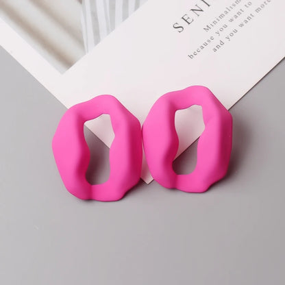 Pink Color Flower Drop Earrings for Women Summer Geometry Heart Leaf Butterfly Brincos Party Ear Jewelry Valentine's Day Gift