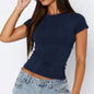 Sexy Women's T-shirt Solid New Summer Streetwear Fashion O-Neck Short Sleeve Top Simple Basic Versatile Lady Casual Slim T-shirt