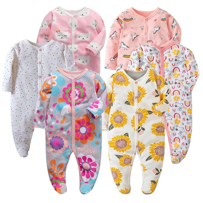 Baby Boy Rompers Cotton Girls Clothes Long Sleeve Summer Soft Jumpsuit V-neck 0-12m Onesie Clothing
