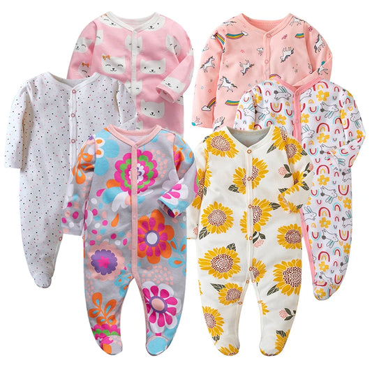 Baby Boy Rompers Cotton Girls Clothes Long Sleeve Summer Soft Jumpsuit V-neck 0-12m Onesie Clothing